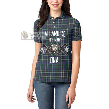 Allardice Tartan Women's Polo Shirt with Family Crest DNA In Me Style Women - Tartan Vibes Clothing