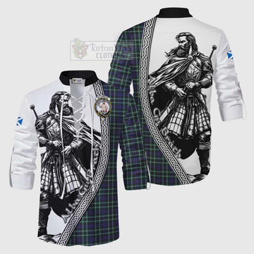 Allardice Tartan Clan Crest Ghillie Kilt Shirt with Highlander Warrior Celtic Style Men - Tartan Vibes Clothing