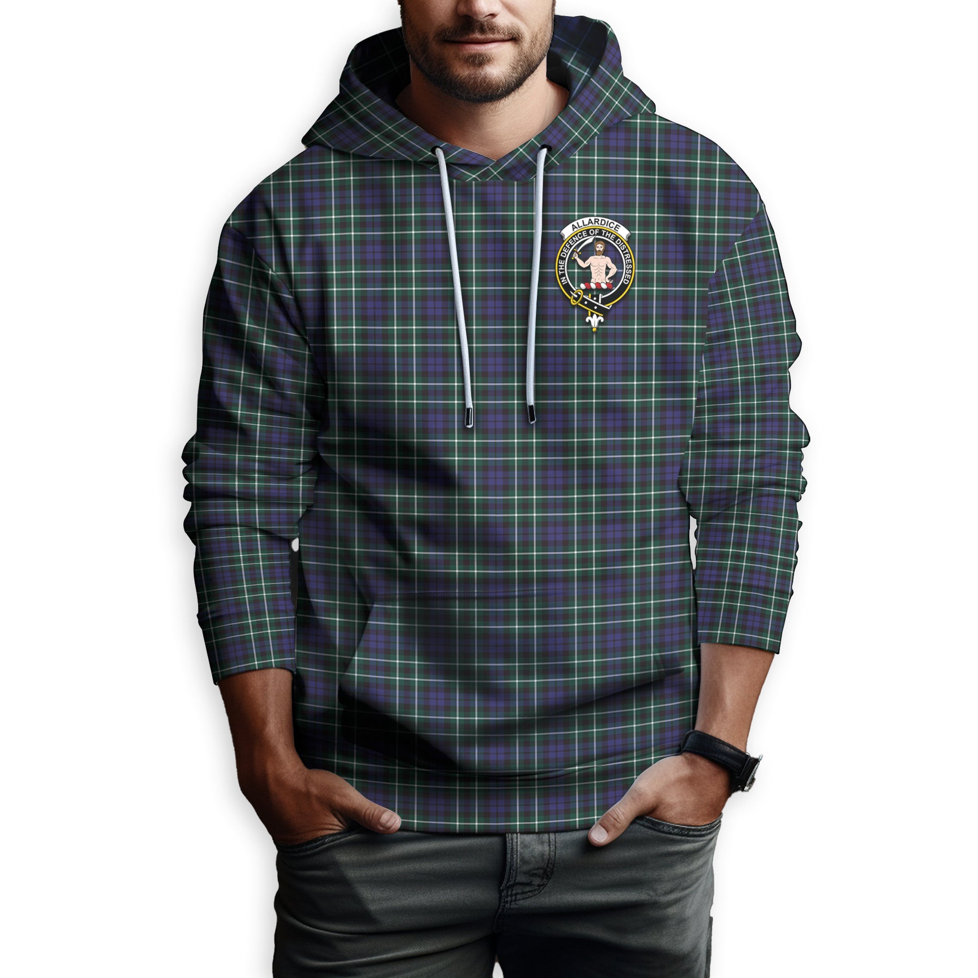 Allardice Tartan Hoodie with Family Crest - Tartanvibesclothing