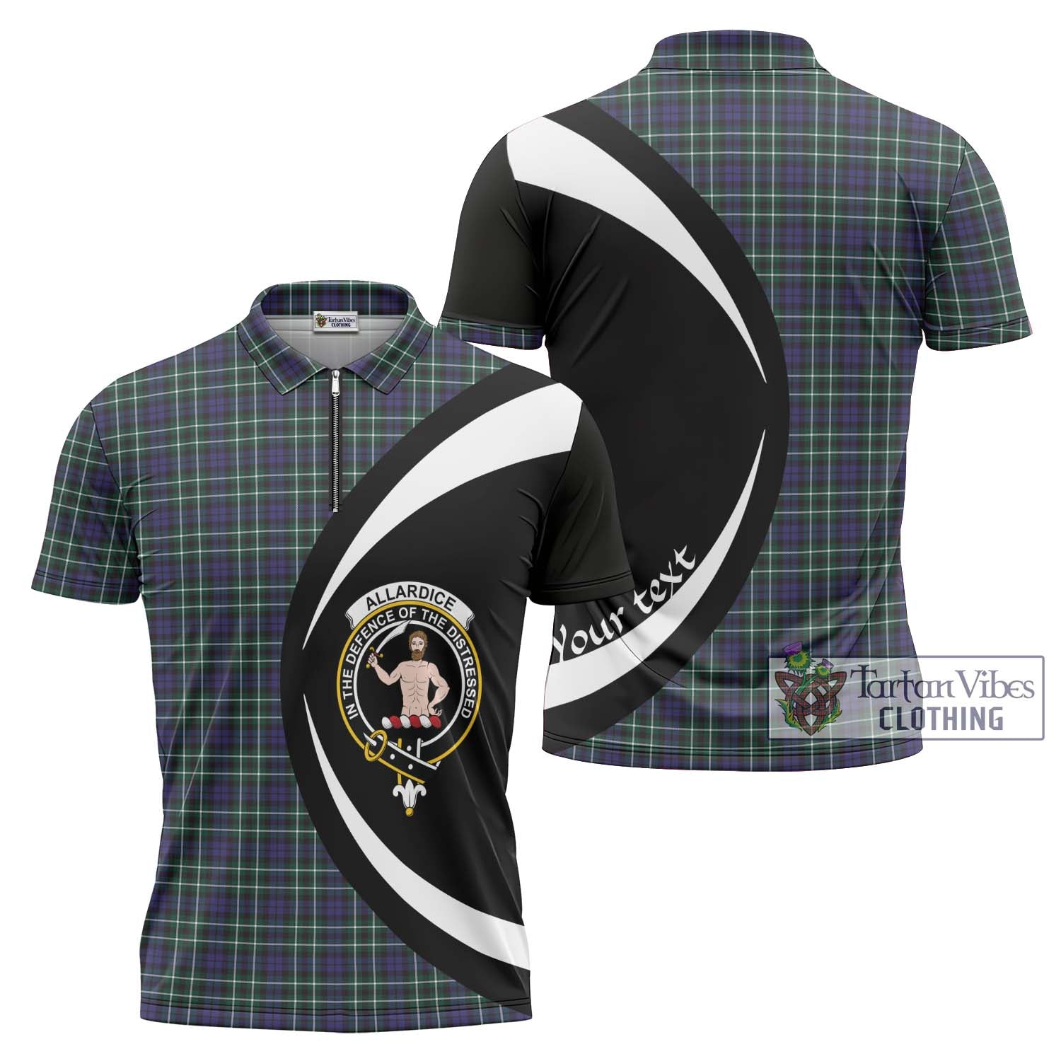 Allardice Tartan Zipper Polo Shirt with Family Crest Circle Style Unisex - Tartan Vibes Clothing