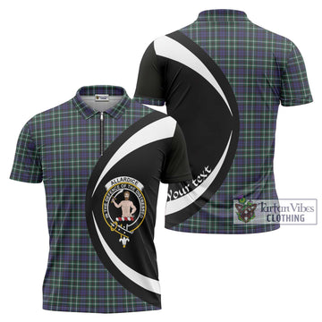 Allardice Tartan Zipper Polo Shirt with Family Crest Circle Style Unisex - Tartan Vibes Clothing