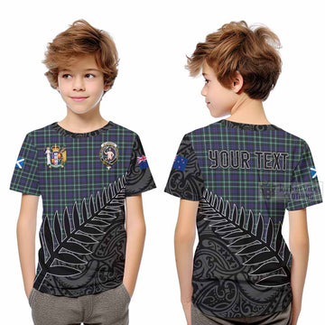 Allardice Crest Tartan Kid T-Shirt with New Zealand Silver Fern Half Style Youth XL Size14 - Tartan Vibes Clothing