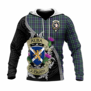 Allardice Tartan Family Crest Knitted Hoodie Lion Rampant Royal Thistle Shield Celtic Inspired Unisex Knitted Pullover Hoodie - Tartan Vibes Clothing