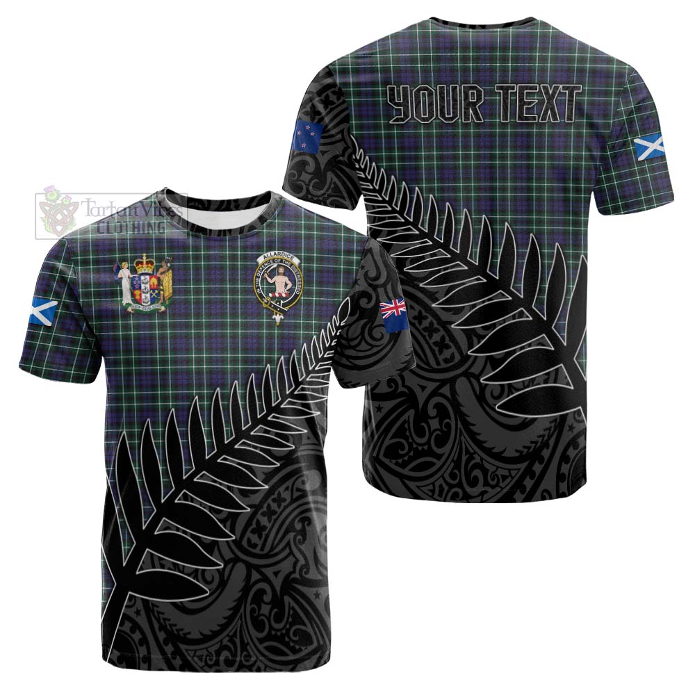 Tartan Vibes Clothing Allardice Crest Tartan Cotton T-shirt with New Zealand Silver Fern Half Style