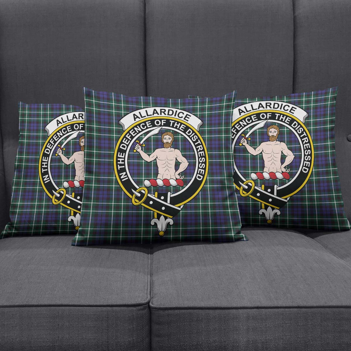 Allardice Tartan Pillow Cover with Family Crest Square Pillow Cover - Tartanvibesclothing