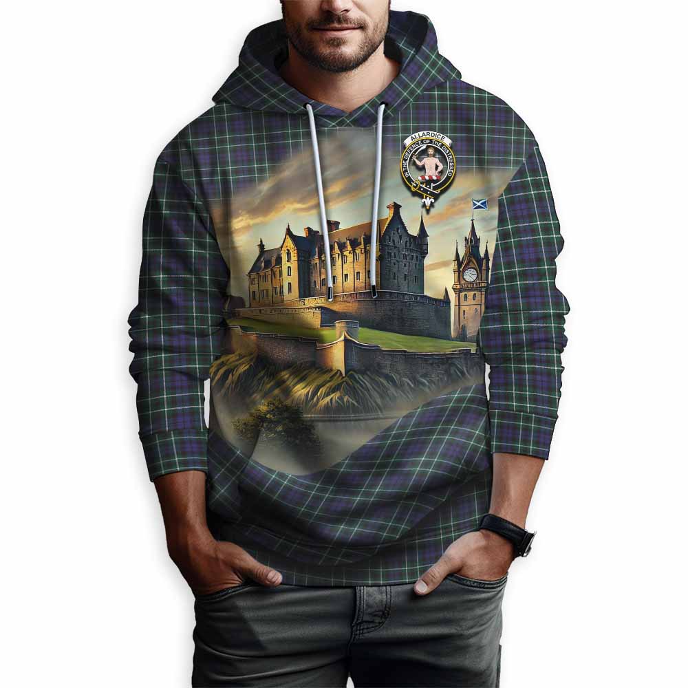 Allardice Tartan Family Crest Hoodie with Scottish Ancient Castle Style Pullover Hoodie - Tartan Vibes Clothing