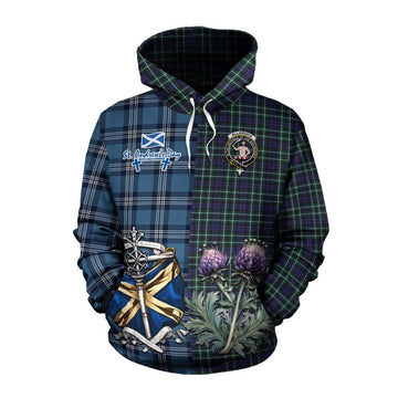 Allardice Tartan Cotton Hoodie Happy St. Andrew's Day Half Tartan Style Pullover Hoodie XS - Tartan Vibes Clothing