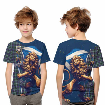 Allardice Tartan Family Crest Kid T-Shirt with Scottish Majestic Lion Youth XL Size14 - Tartan Vibes Clothing