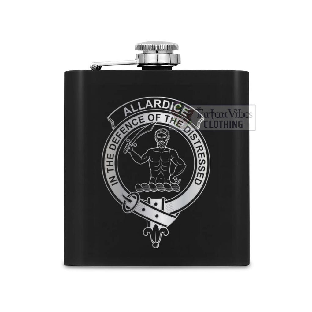 Allardice Crest Hip Flask Set 7oz Black Stainless Steel with A Gift Box One Size 7oz - 2D-tartanvibesclothing