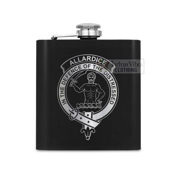 Allardice Crest Hip Flask Set 7oz Black Stainless Steel with A Gift Box One Size 7oz - 2D-tartanvibesclothing