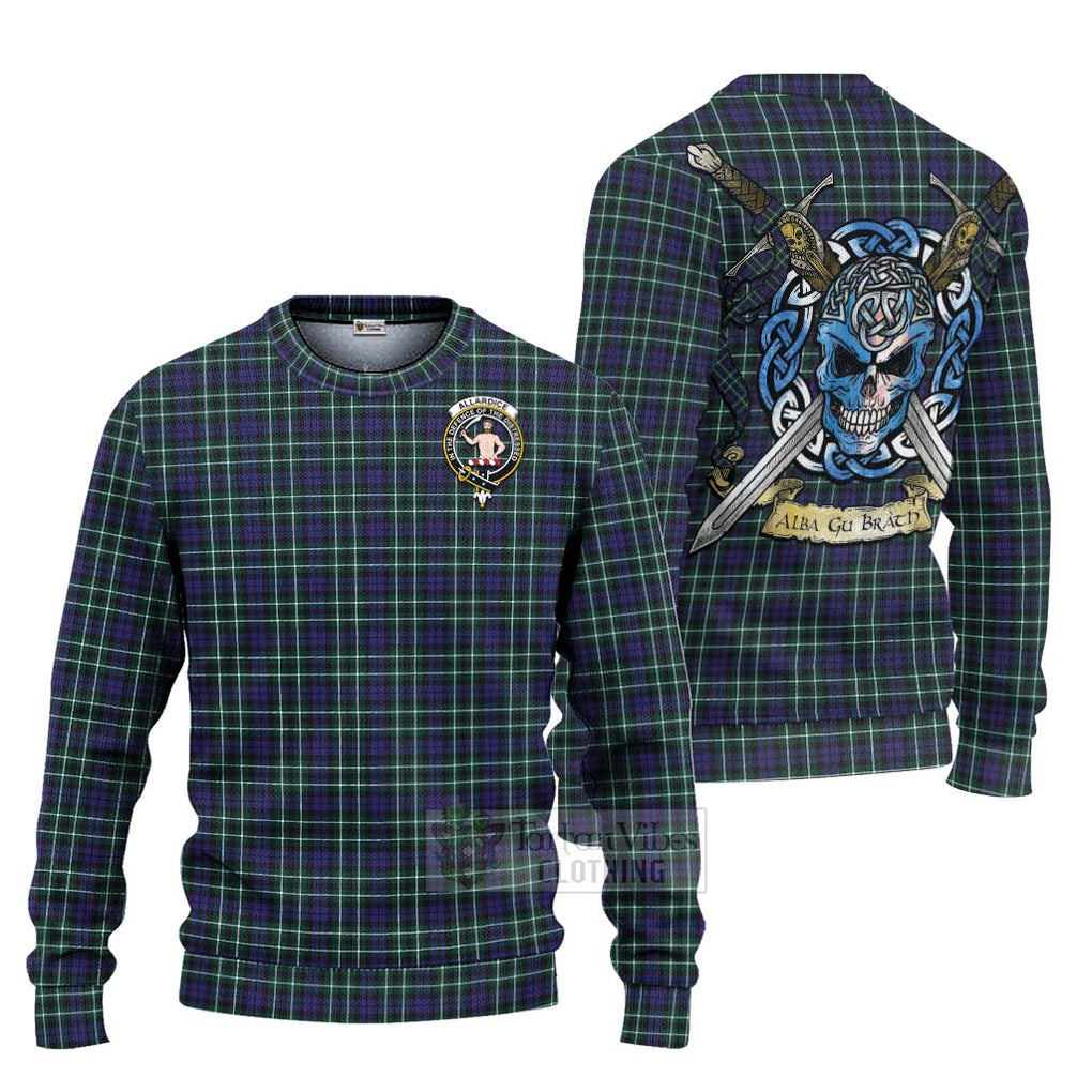 Allardice Tartan Ugly Sweater with Family Crest Celtic Skull Style Unisex - Tartan Vibes Clothing