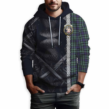 Allardice Tartan Hoodie with Family Crest Cross Sword Thistle Celtic Vibes Pullover Hoodie - Tartan Vibes Clothing