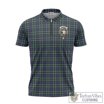 Tartan Vibes Clothing Allardice Tartan Zipper Polo Shirt with Family Crest