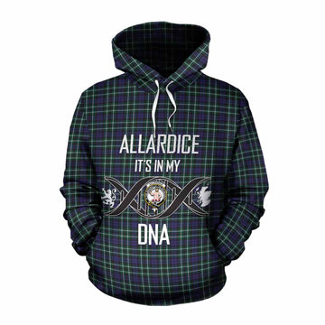 Allardice Tartan Cotton Hoodie with Family Crest DNA In Me Style Pullover Hoodie XS - Tartan Vibes Clothing