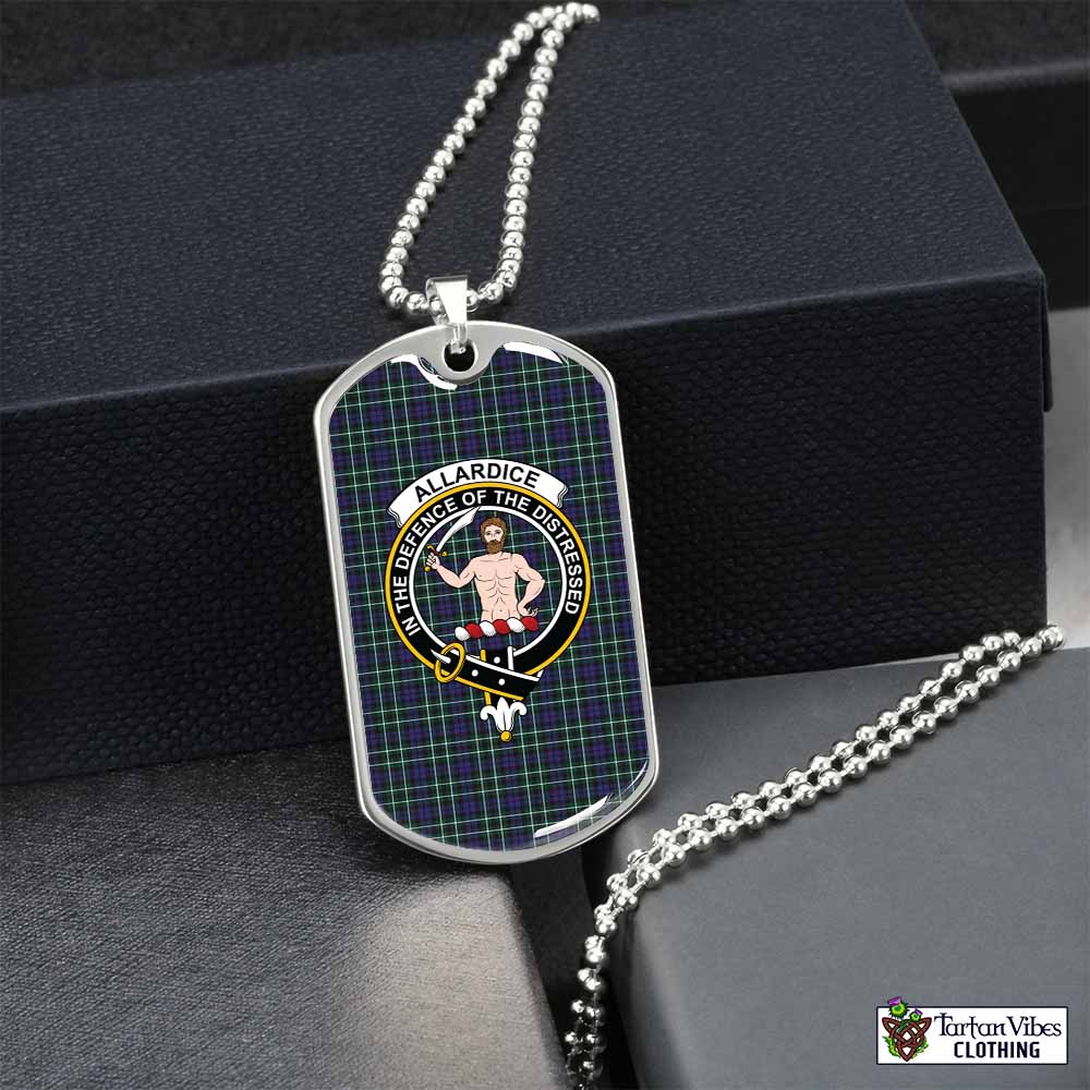 Tartan Vibes Clothing Allardice Tartan Dog Tag Necklace with Family Crest