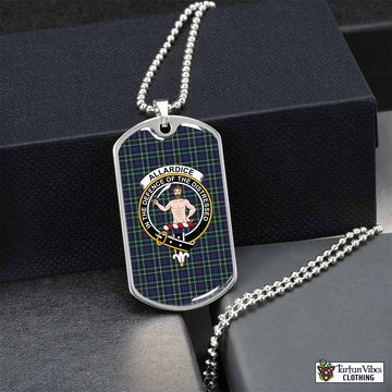 Tartan Vibes Clothing Allardice Tartan Dog Tag Necklace with Family Crest