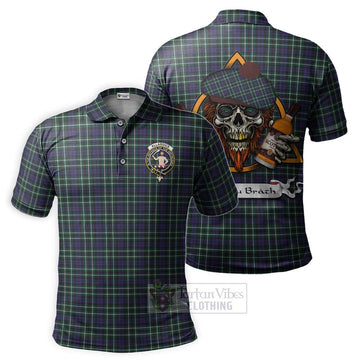 Allardice Tartan Polo Shirt with Family Crest and Bearded Skull Holding Bottles of Whiskey Kid - Tartan Vibes Clothing