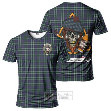 Allardice Tartan T-Shirt with Family Crest and Bearded Skull Holding Bottles of Whiskey Kid's Shirt - Tartan Vibes Clothing