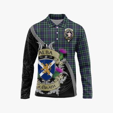Allardice Tartan Family Crest Long Sleeve Polo Shirt Lion Rampant Royal Thistle Shield Celtic Inspired Unisex - Tartan Vibes Clothing