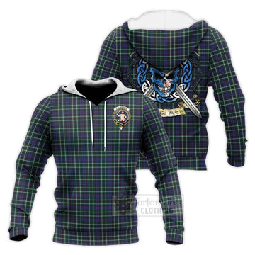 Allardice Tartan Knitted Hoodie with Family Crest Celtic Skull Style Unisex Knitted Pullover Hoodie - Tartan Vibes Clothing