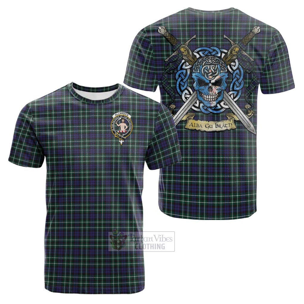 Allardice Tartan Cotton T-shirt with Family Crest Celtic Skull Style Kid's Shirt - Tartan Vibes Clothing
