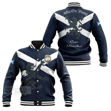 Allardice Tartan Lion Rampant Baseball Jacket Proudly Display Your Heritage with Alba Gu Brath and Clan Name Unisex - Tartan Vibes Clothing