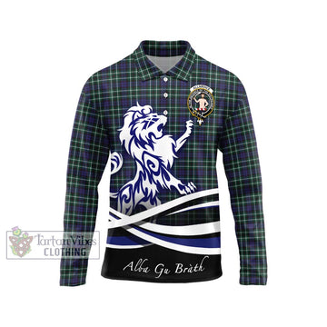Allardice Tartan Long Sleeve Polo Shirt with Alba Gu Brath Regal Lion Emblem Unisex - Tartan Vibes Clothing