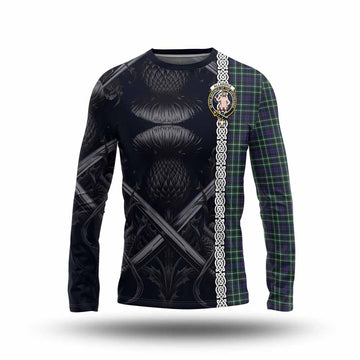 Allardice Tartan Long Sleeve T-Shirt with Family Crest Cross Sword Thistle Celtic Vibes Unisex - Tartan Vibes Clothing
