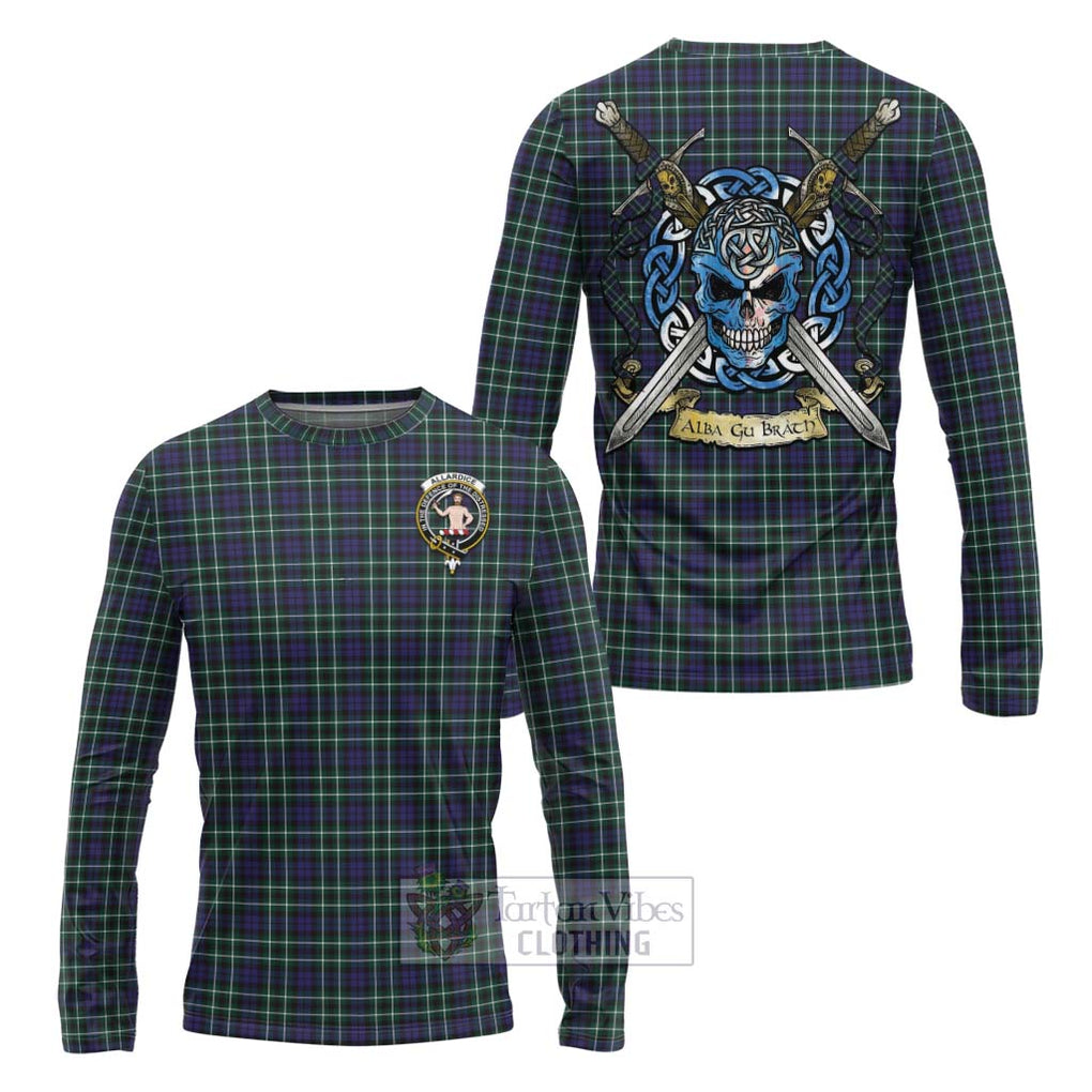 Allardice Tartan Long Sleeve T-Shirt with Family Crest Celtic Skull Style Unisex - Tartan Vibes Clothing