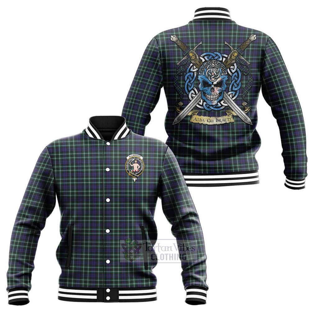 Allardice Tartan Baseball Jacket with Family Crest Celtic Skull Style Unisex - Tartan Vibes Clothing