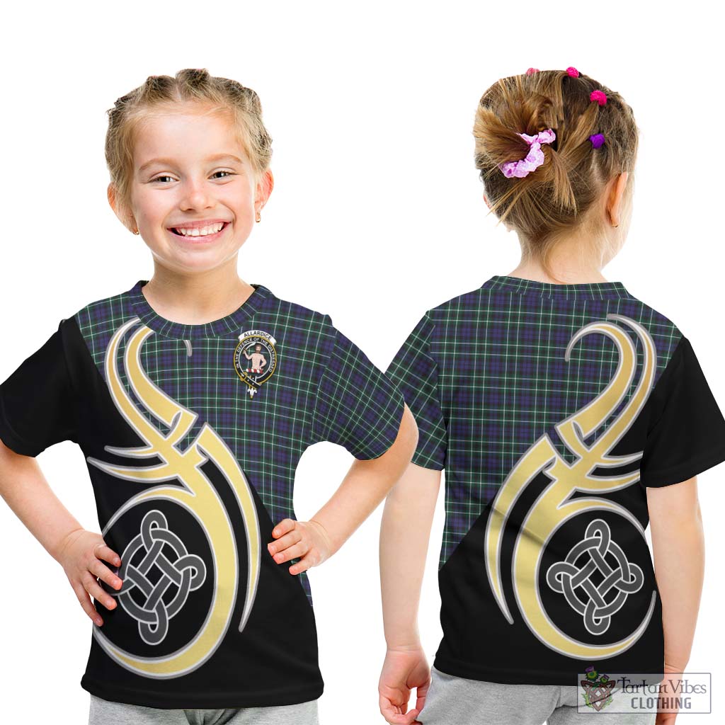 Allardice Tartan Kid T-Shirt with Family Crest and Celtic Symbol Style - Tartan Vibes Clothing