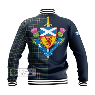 Allardice Tartan Baseball Jacket Alba with Scottish Lion Royal Arm Half Style - Tartan Vibes Clothing