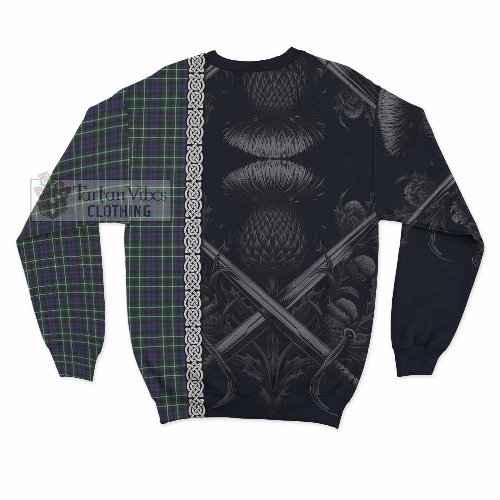 Allardice Tartan Sweatshirt with Family Crest Cross Sword Thistle Celtic Vibes - Tartan Vibes Clothing