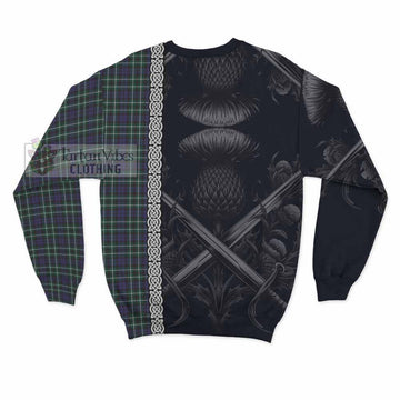 Allardice Tartan Sweatshirt with Family Crest Cross Sword Thistle Celtic Vibes - Tartan Vibes Clothing