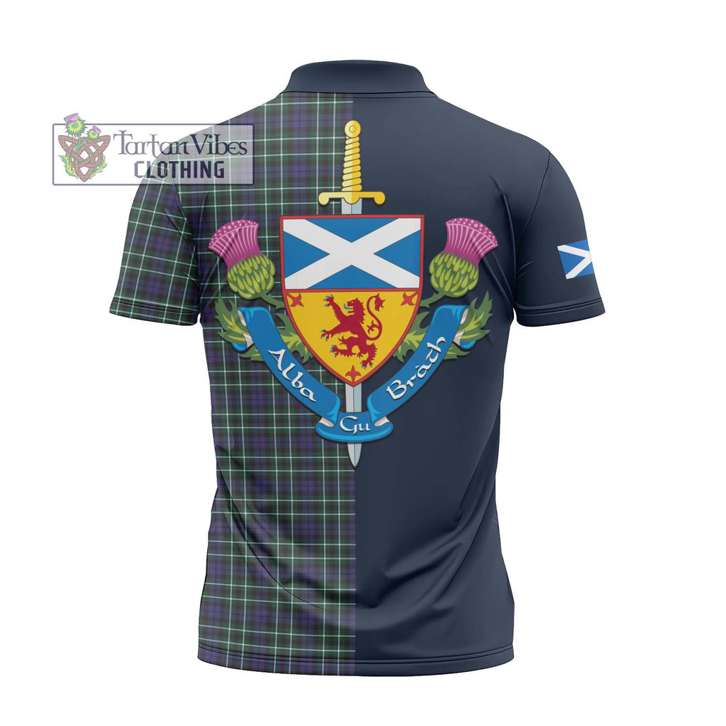 Allardice Tartan Zipper Polo Shirt Alba with Scottish Lion Royal Arm Half Style - Tartan Vibes Clothing
