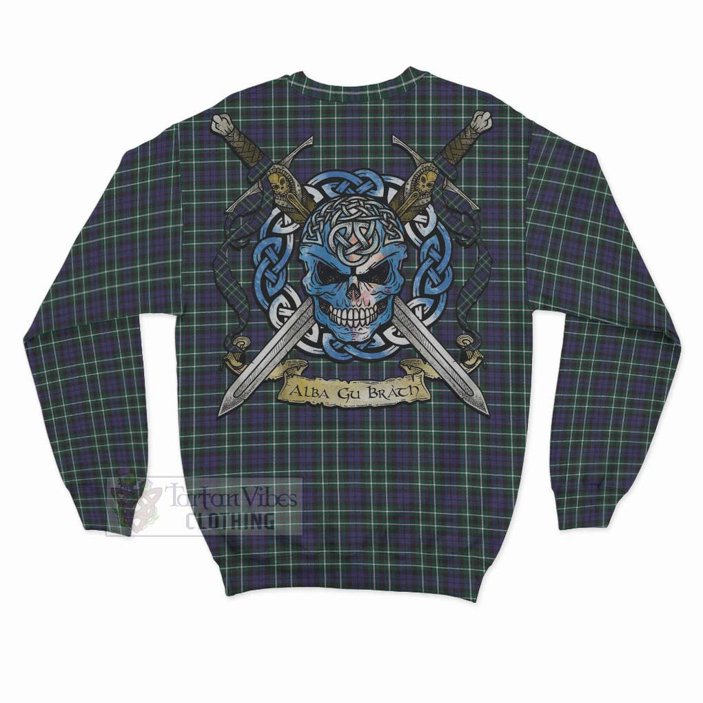Allardice Tartan Sweatshirt with Family Crest Celtic Skull Style - Tartan Vibes Clothing