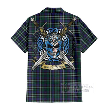 Allardice Tartan Hawaiian Shirt with Family Crest Celtic Skull Style - Tartan Vibes Clothing