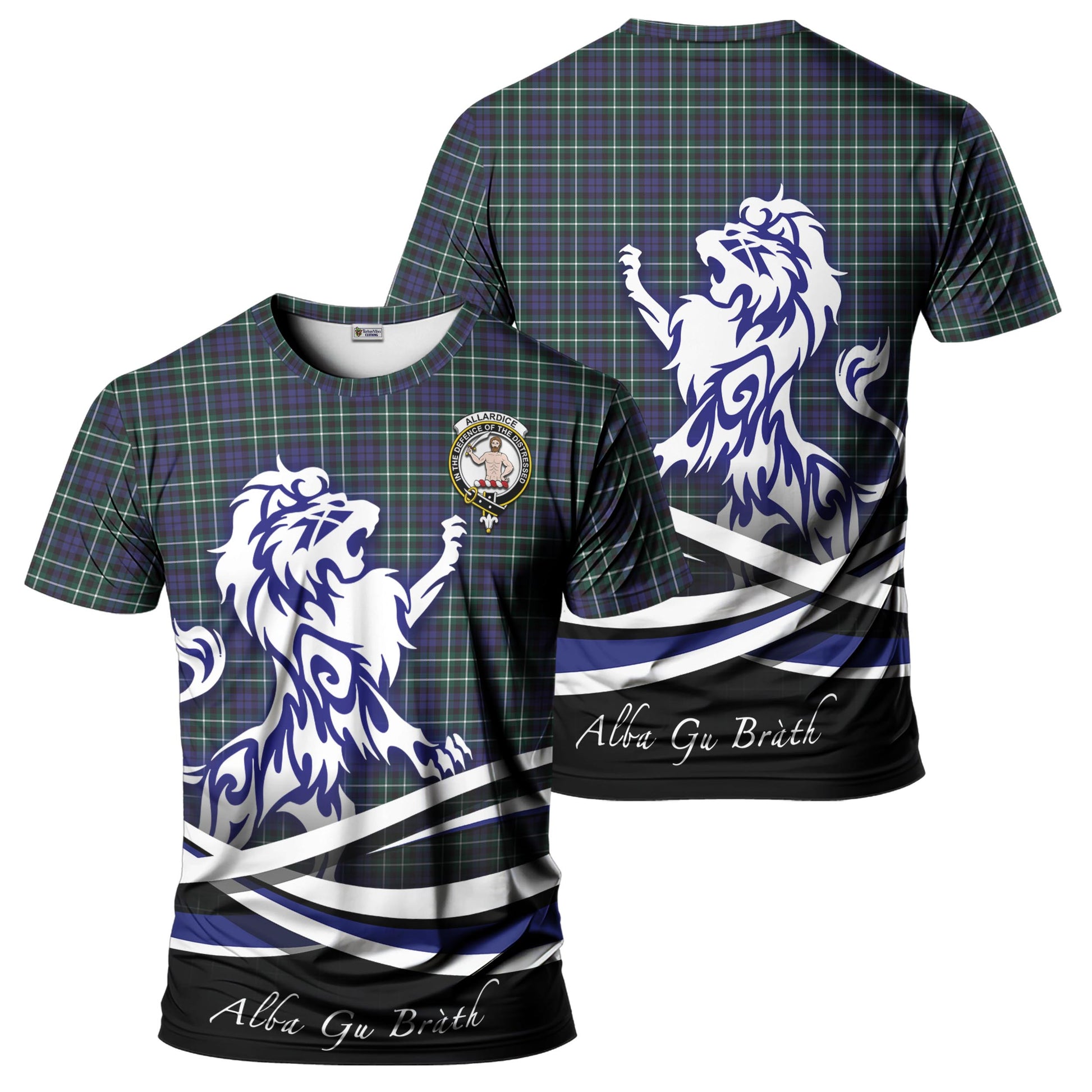 Allardice Tartan T-Shirt with Alba Gu Brath Regal Lion Emblem - Tartan Vibes Clothing
