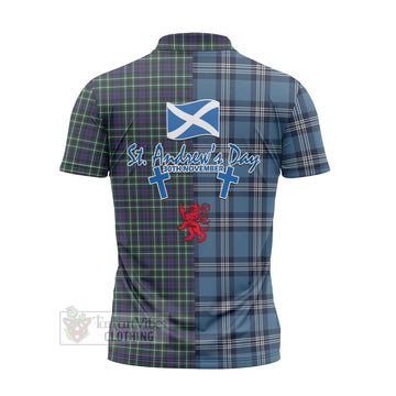 Allardice Tartan Zipper Polo Shirt Happy St. Andrew's Day Half Tartan Style - Tartan Vibes Clothing