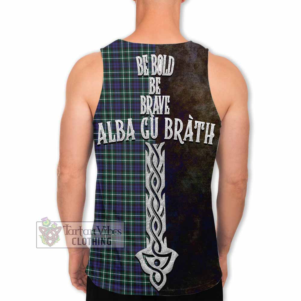 Tartan Vibes Clothing Allardice Tartan Family Crest Men's Tank Top Alba Gu Brath Be Brave Lion Ancient Style