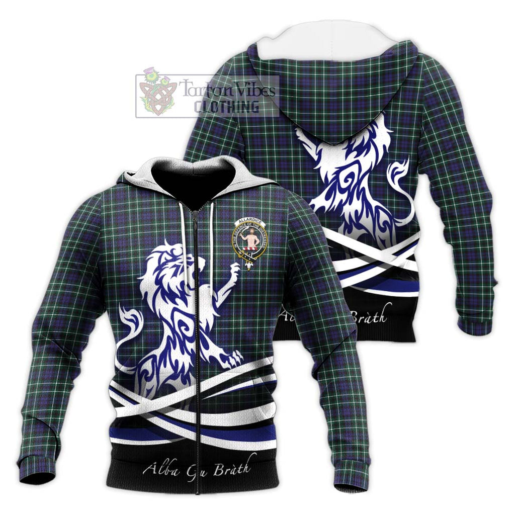 Allardice Tartan Knitted Hoodie with Alba Gu Brath Regal Lion Emblem Unisex Knitted Zip Hoodie - Tartan Vibes Clothing