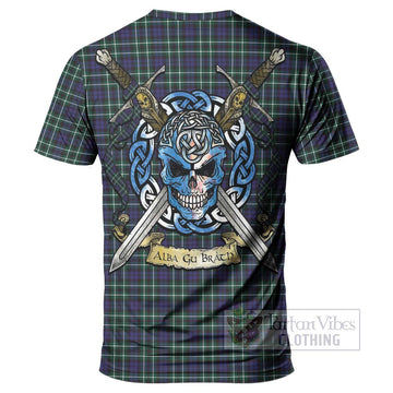 Allardice Tartan T-Shirt with Family Crest Celtic Skull Style - Tartan Vibes Clothing