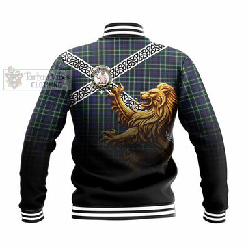 Allardice Crest Tartan Baseball Jacket with Golden Lion Emblem Celtic Style - Tartan Vibes Clothing