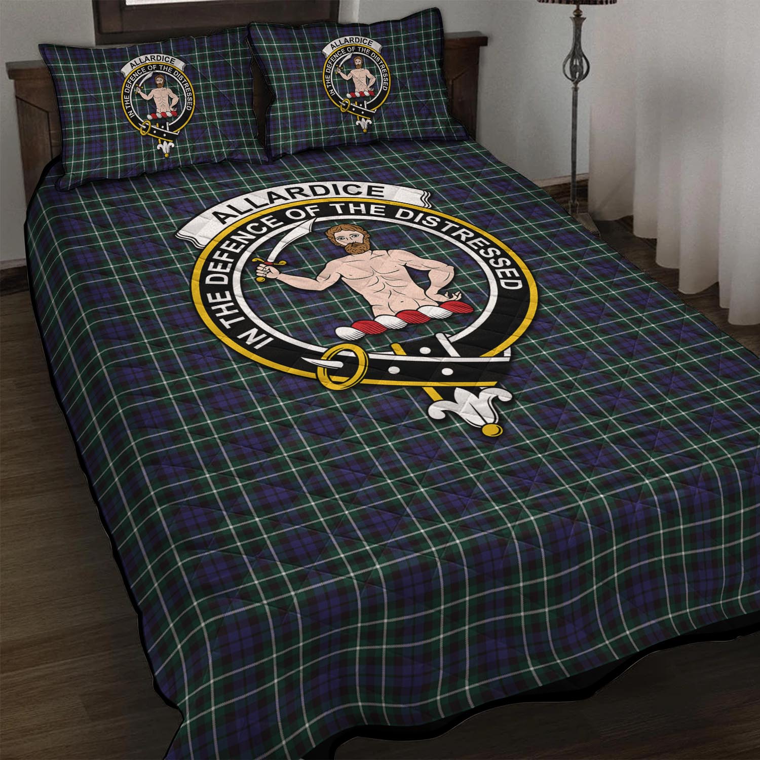 Allardice Tartan Quilt Bed Set with Family Crest - Tartan Vibes Clothing
