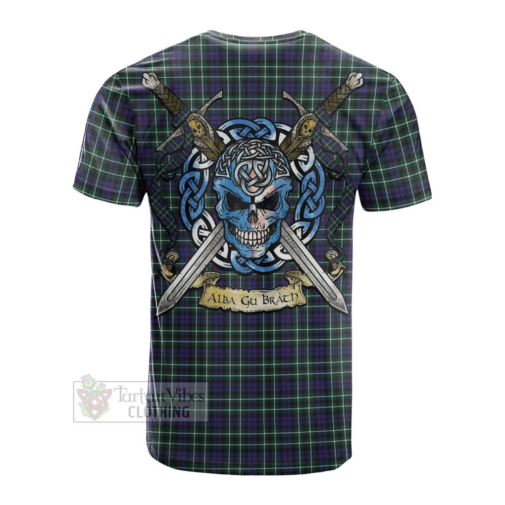Allardice Tartan Cotton T-shirt with Family Crest Celtic Skull Style Men's Shirt - Tartan Vibes Clothing