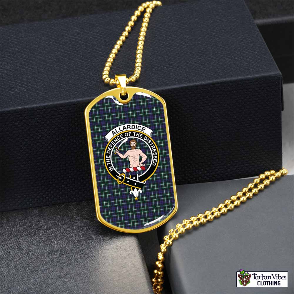 Tartan Vibes Clothing Allardice Tartan Dog Tag Necklace with Family Crest