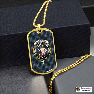 Tartan Vibes Clothing Allardice Tartan Dog Tag Necklace with Family Crest
