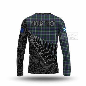 Allardice Crest Tartan Long Sleeve T-Shirt with New Zealand Silver Fern Half Style - Tartan Vibes Clothing
