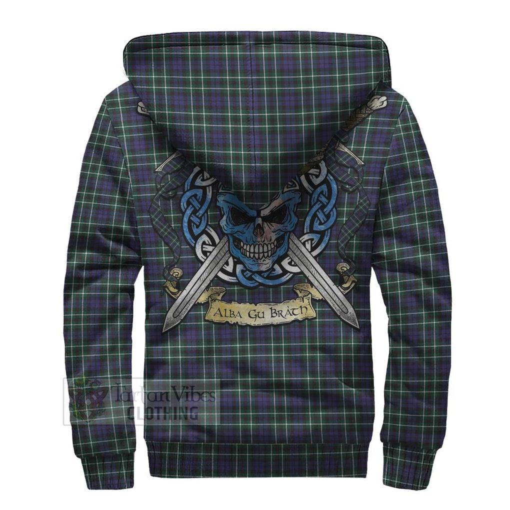 Allardice Tartan Sherpa Hoodie with Family Crest Celtic Skull Style - Tartan Vibes Clothing