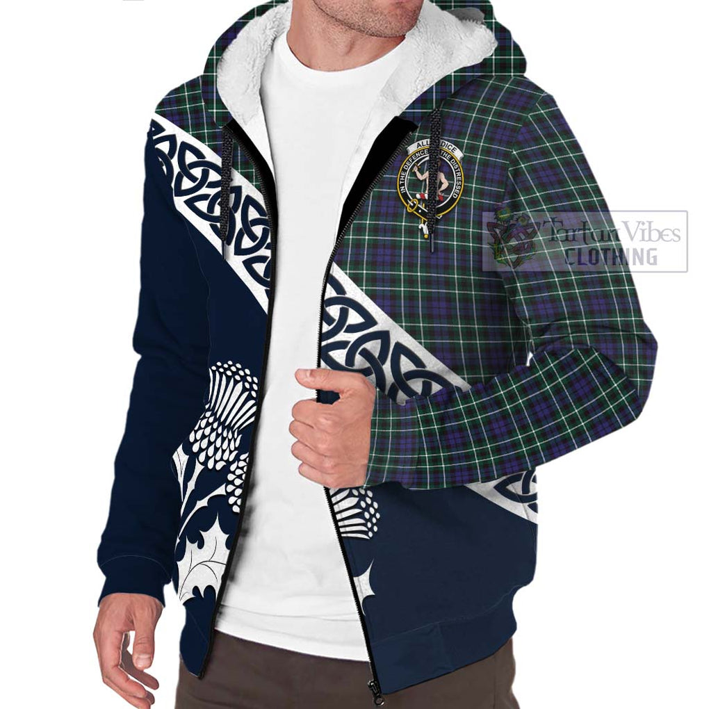 Allardice Tartan Sherpa Hoodie Featuring Thistle and Scotland Map - Tartan Vibes Clothing